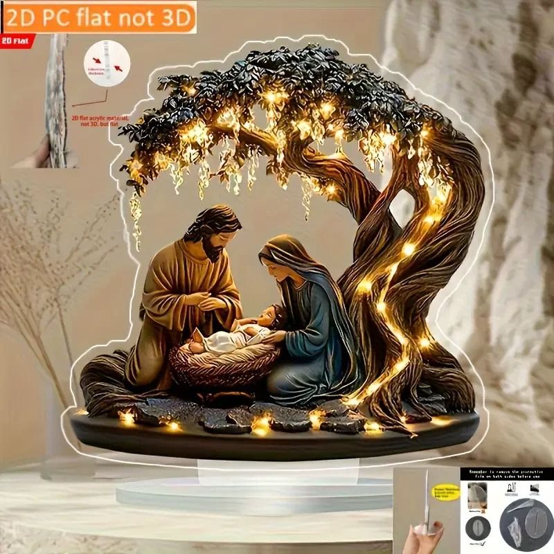 Nativity Scene Desktop Decoration Classic Acrylic Home And Office Ornament 1