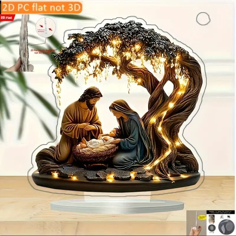 Nativity Scene Desktop Decoration Classic Acrylic Home And Office Ornament 3