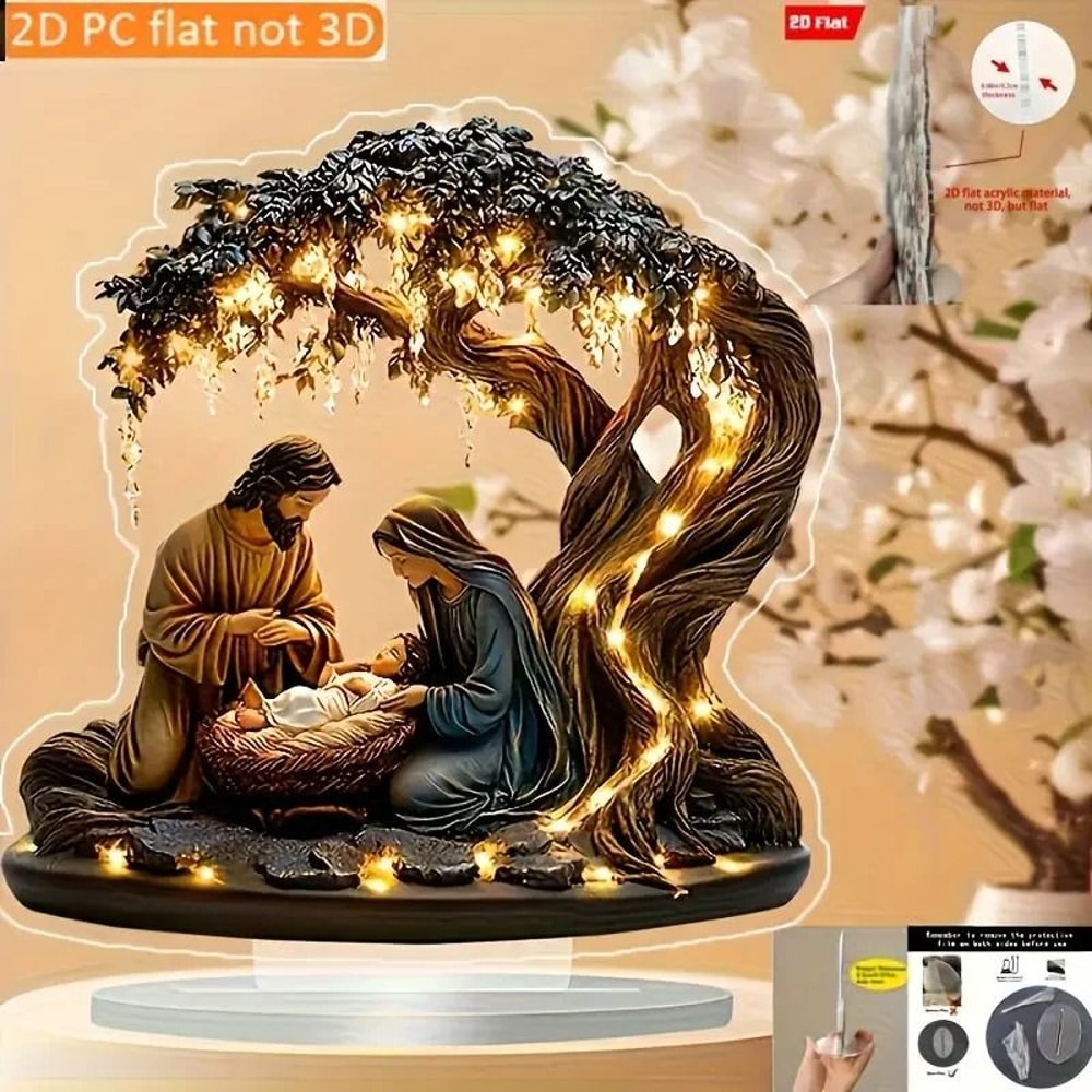 Nativity Scene Desktop Decoration Classic Acrylic Home And Office Ornament 6