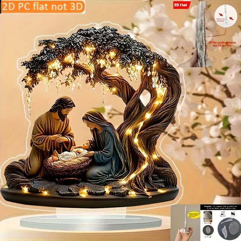 Nativity Scene Desktop Decoration Classic Acrylic Home And Office Ornament 6