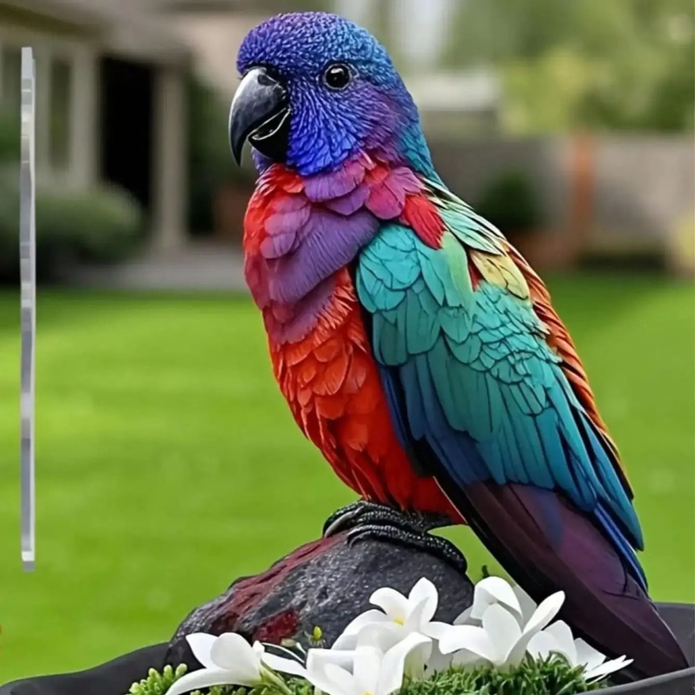 Bright And Colorful Parrot Garden Stake Outdoor Terrace And Lawn Decoration 0