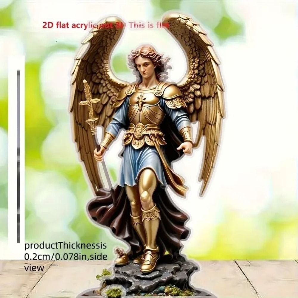 Archangel Michael Statue Ornament Golden Winged Guardian Angel Religious Home And Office Decor 1