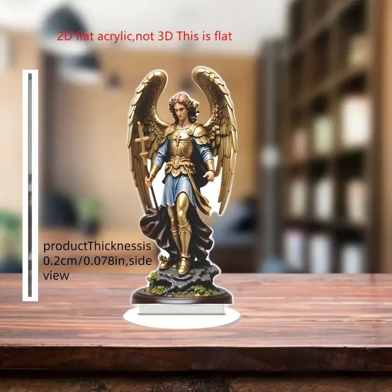 Archangel Michael Statue Ornament Golden Winged Guardian Angel Religious Home And Office Decor 2