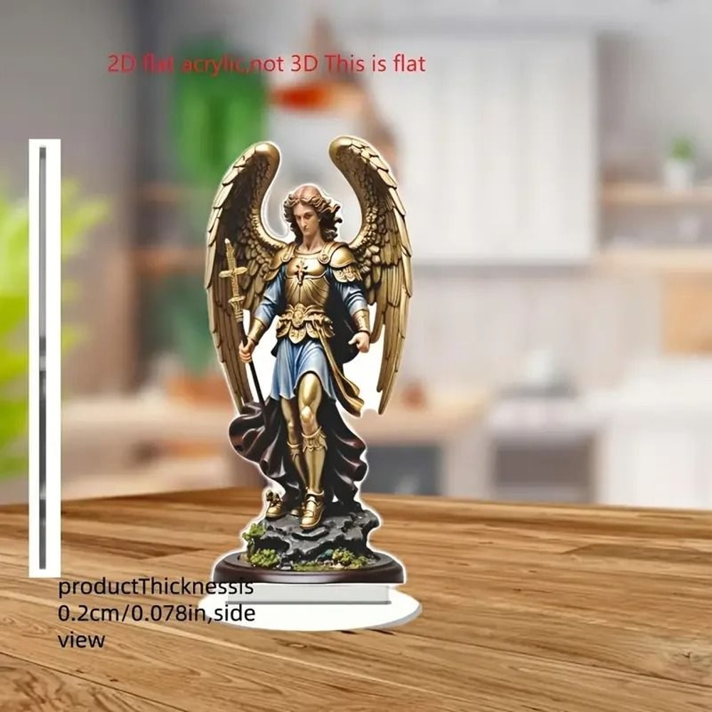 Archangel Michael Statue Ornament Golden Winged Guardian Angel Religious Home And Office Decor 3