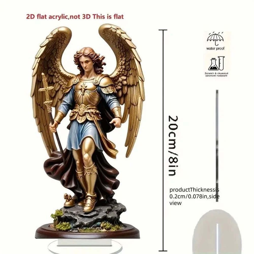 Archangel Michael Statue Ornament Golden Winged Guardian Angel Religious Home And Office Decor 4