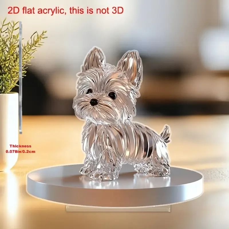 Flat Crystal Dog Ornament Small And Fun Decorative Statue For Bedroom And Office 3