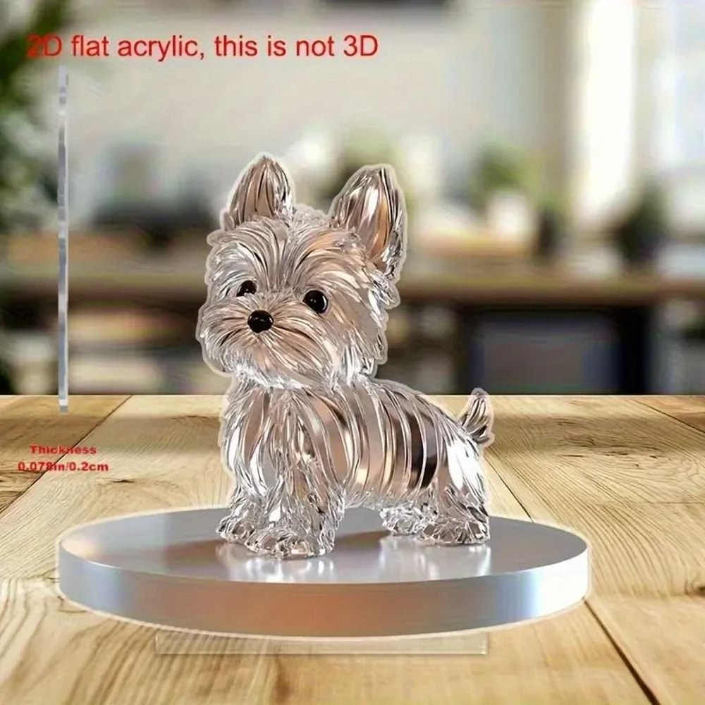 Flat Crystal Dog Ornament Small And Fun Decorative Statue For Bedroom And Office 4