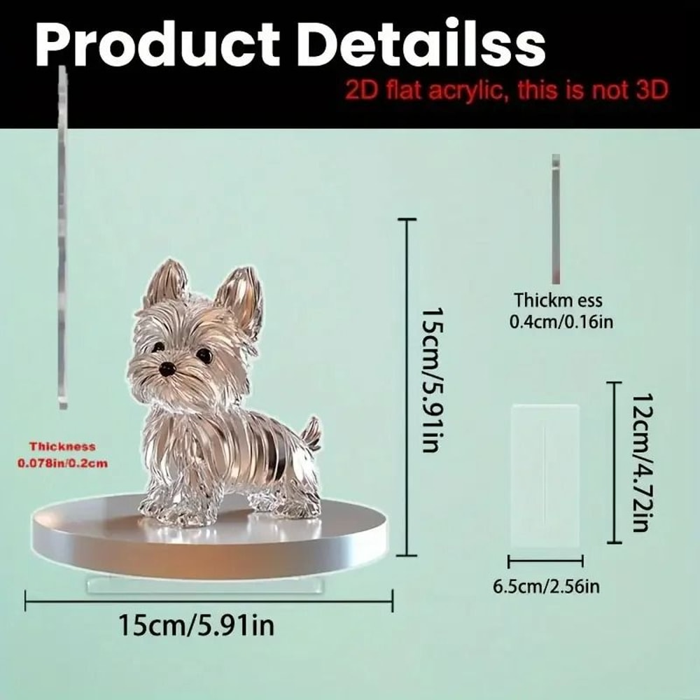 Flat Crystal Dog Ornament Small And Fun Decorative Statue For Bedroom And Office 5