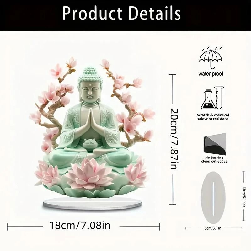 Lotus Terrace Buddha Statue Acrylic Home And Office Decoration For Buddhist Enthusiasts 3