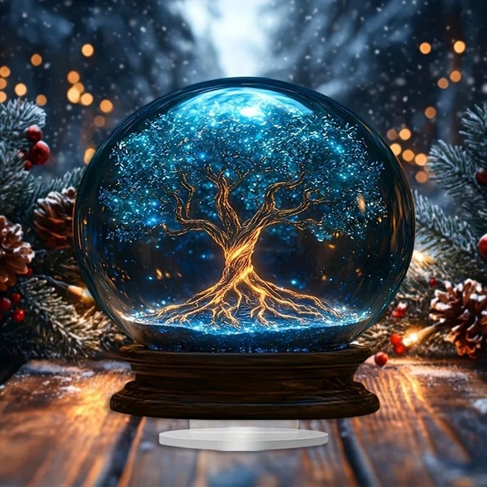 Crystal Starry Sky Blue Tree Acrylic 2D Flat Home Decoration 2