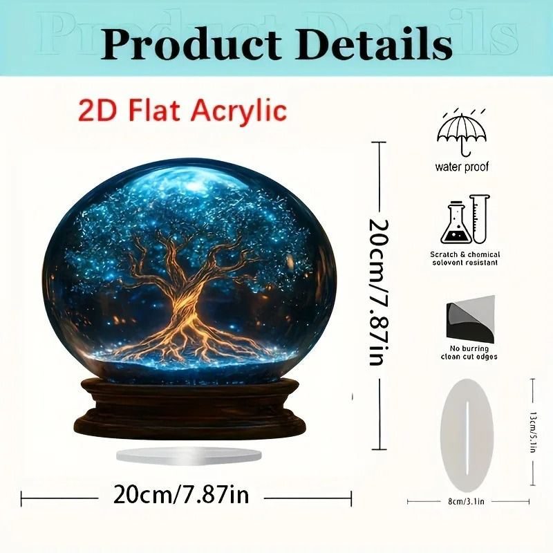 Crystal Starry Sky Blue Tree Acrylic 2D Flat Home Decoration 4