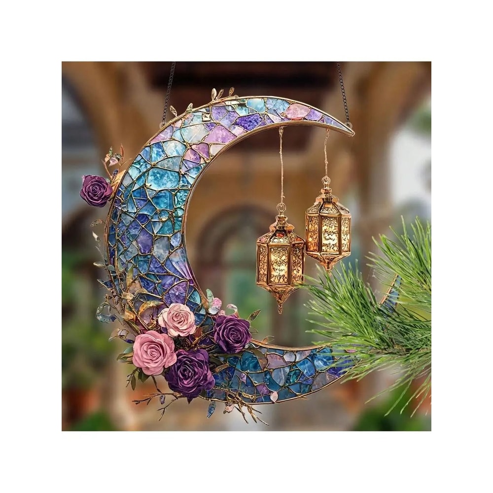 Colorful Moon Lamp Suncatcher Ramadan Decoration For Window Hanging And Religious Gifts 5