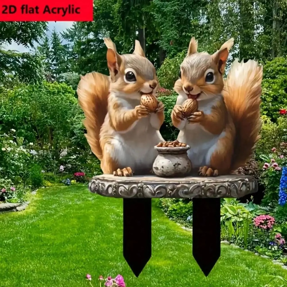 Classic Bohemian Squirrel Garden Stake Animal Themed Outdoor Decoration 0