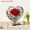 Acrylic Bohemian Heart Shaped Sculpture Ornament With Red Roses And Gold Accents 1