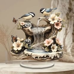 bird and butterfly garden fountain acrylic desktop ornament