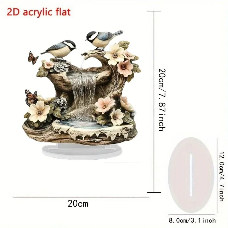 Bird And Butterfly Garden Fountain Acrylic Desktop Ornament 4
