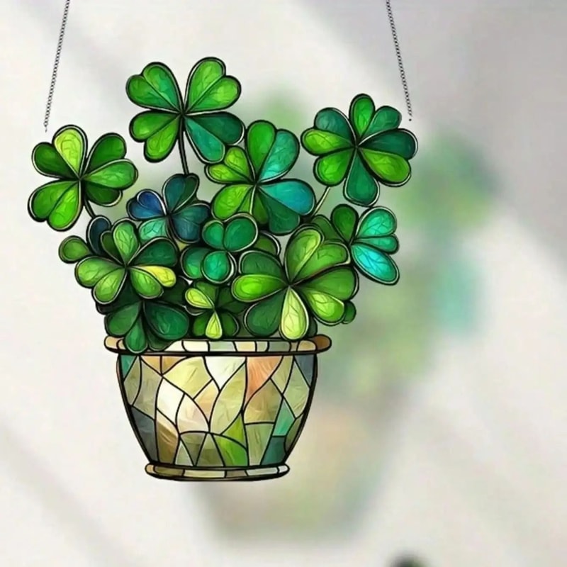 St Patricks Day Lucky Clover Sun Catcher Window Hanging Decoration 1