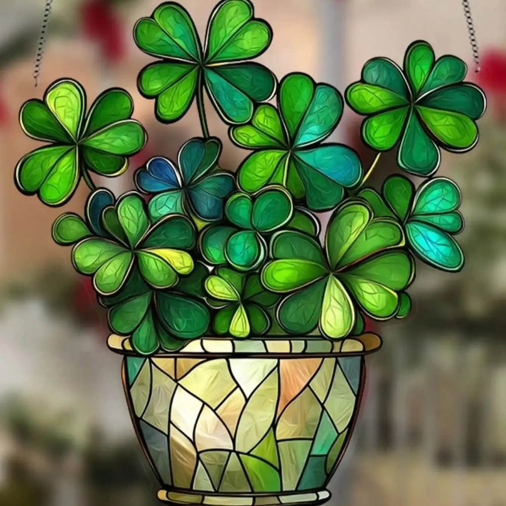 St Patricks Day Lucky Clover Sun Catcher Window Hanging Decoration 2