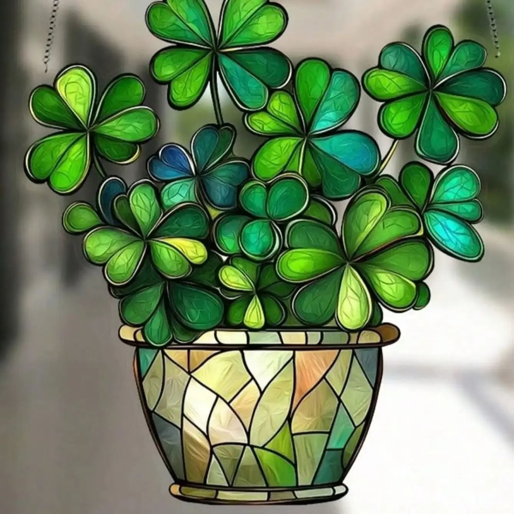 St Patricks Day Lucky Clover Sun Catcher Window Hanging Decoration 3