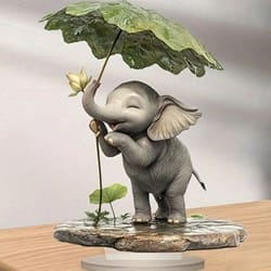 bohemian style elephant decoration ornament with lotus leaf umbrella
