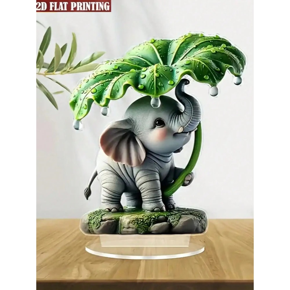 Bohemian Style Elephant Decoration Ornament With Lotus Leaf Umbrella 8