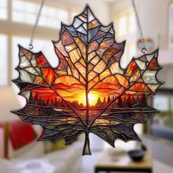sunset maple leaf outdoor decor suncatcher window and curtain hanging decoration