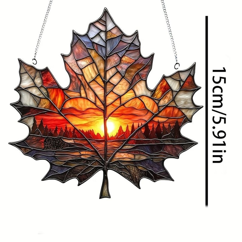 Sunset Maple Leaf Outdoor Decor Suncatcher Window And Curtain Hanging Decoration 4