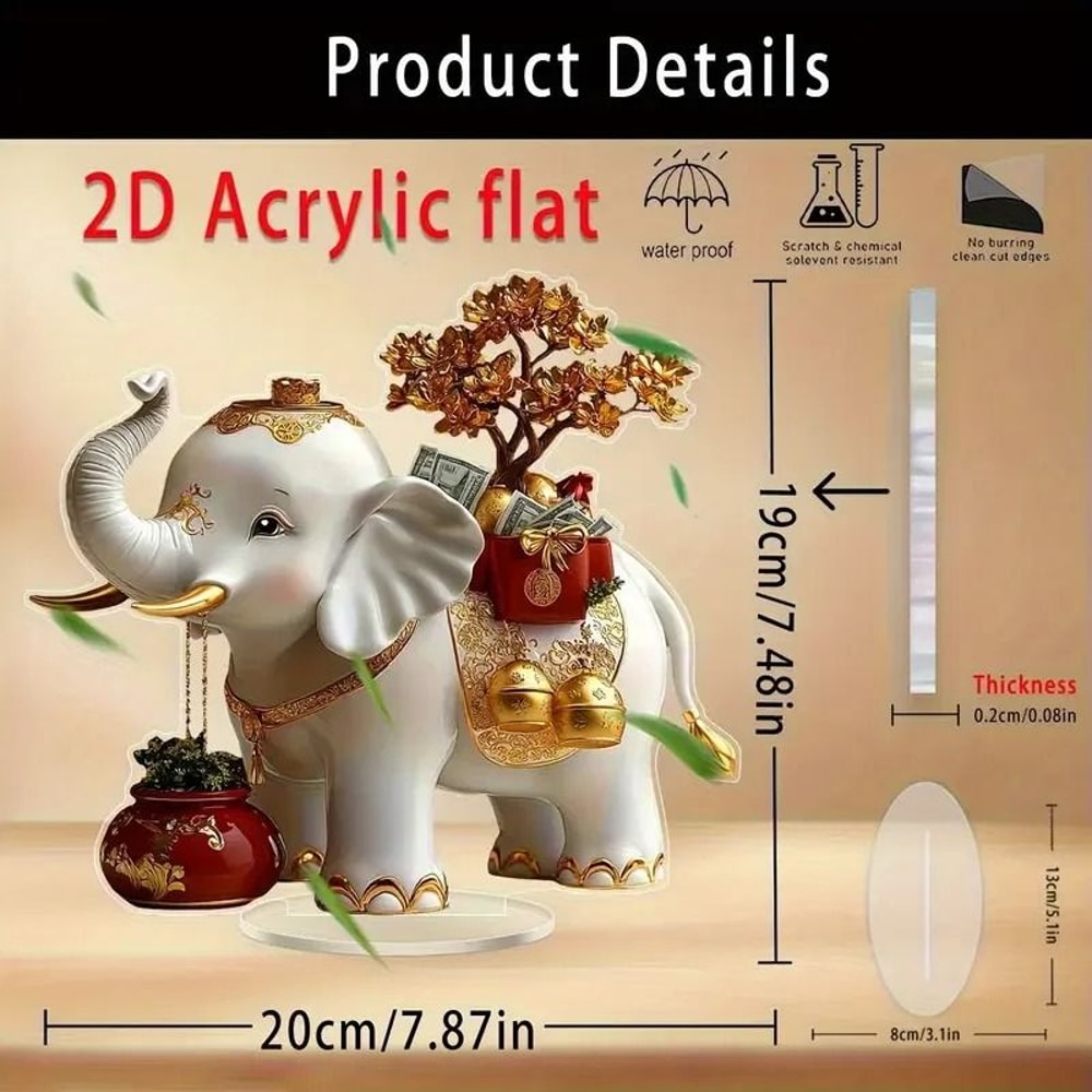 Golden Elephant Statue Cartoon Style Symbol Of Auspiciousness And Wealth Decoration 4