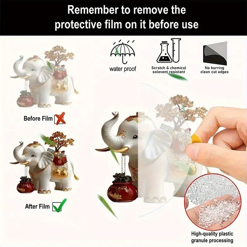 Golden Elephant Statue Cartoon Style Symbol Of Auspiciousness And Wealth Decoration 5