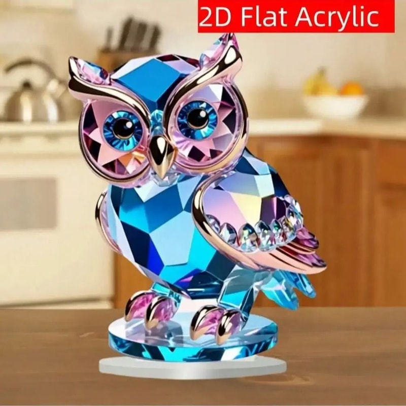 Cute Crystal Style Owl Desktop Decoration Artistic Animal Themed Home Decor Ornament 2
