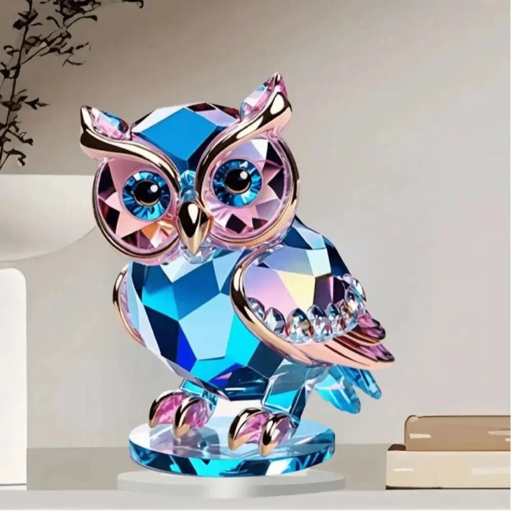Cute Crystal Style Owl Desktop Decoration Artistic Animal Themed Home Decor Ornament 4