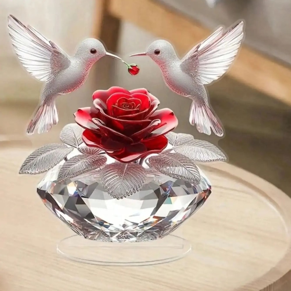 Rose And White Bird Desktop Decoration Elegant Home Decor And Graduation Gift 1