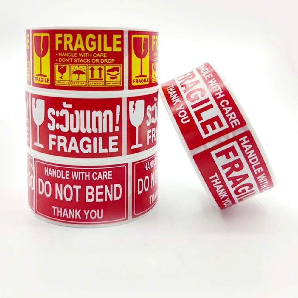 250 PasteRoll Fragile English Warning Label Stickers AntiTamper Security Seals 1