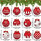 12pcsset Red And White Wooden Christmas Ball Ornaments Elk And Snowflake Pattern 5