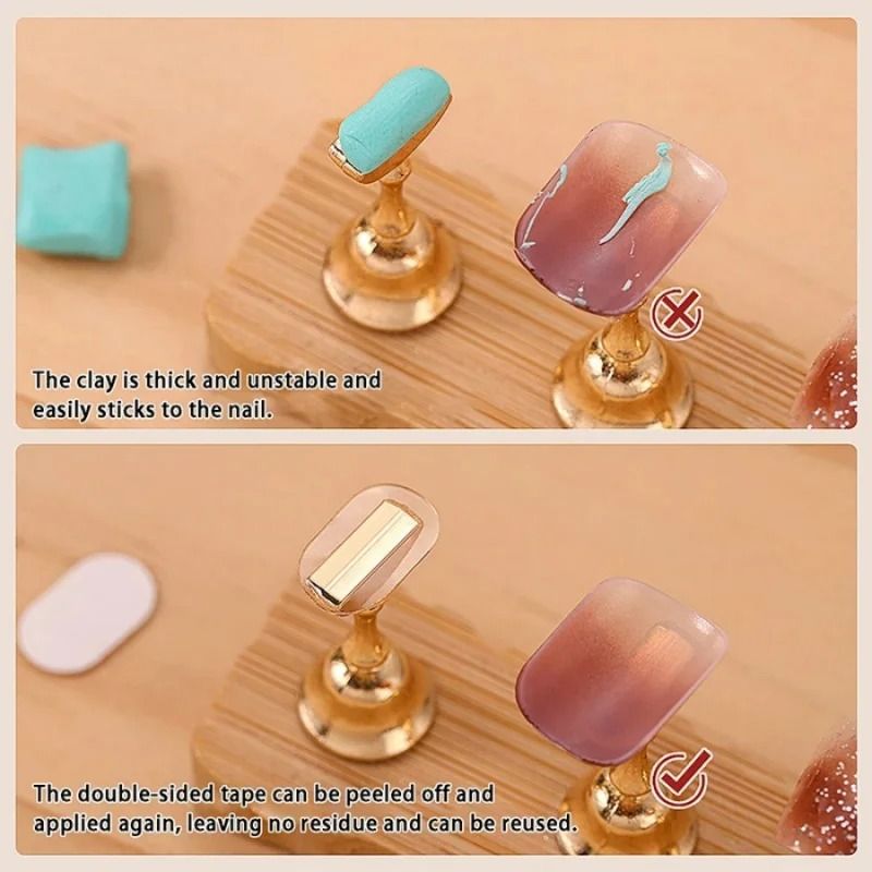 200pcs Nail Support Double Sided Tape Transparent No Trace Jelly Tape Nail Art Practice Base Fixing 3