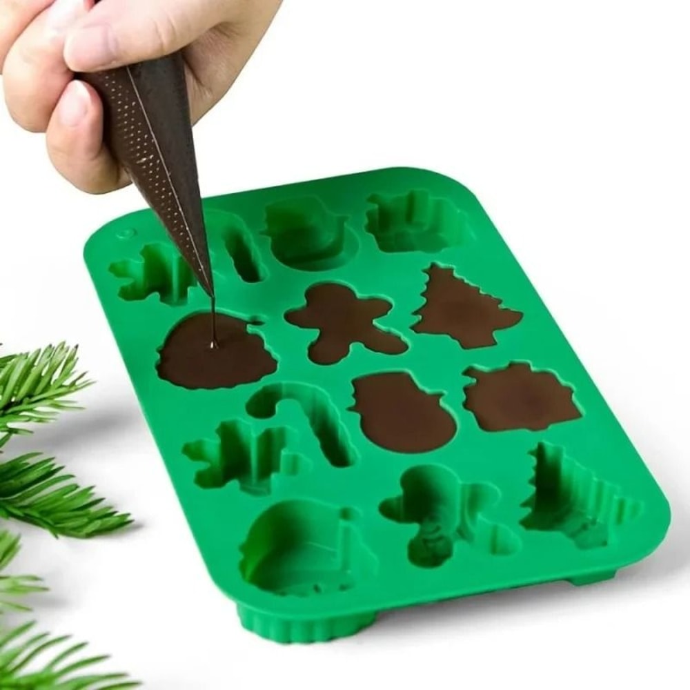 Christmas Tree Chocolate Mold Gingerbread Man Santa Claus Cane Cookie Mold For Home Baking 4