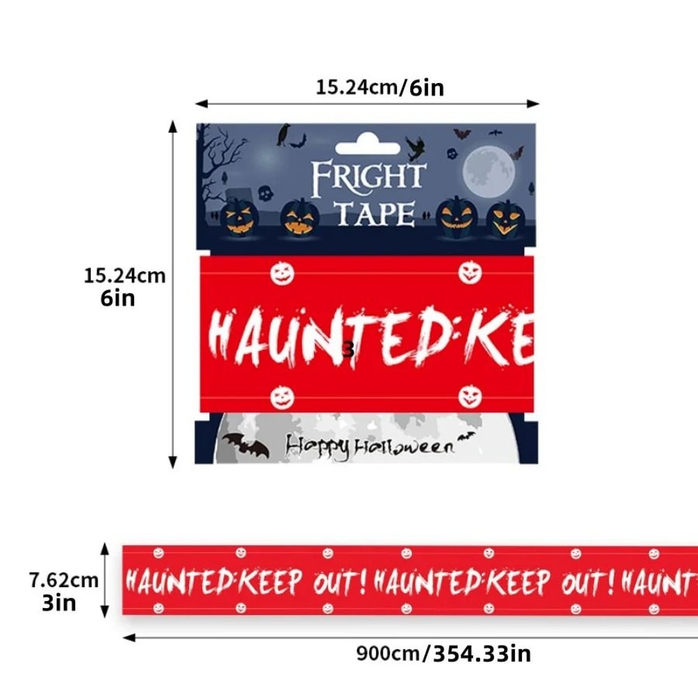 1pc Halloween Warning Strip Plastic Isolation Tape Haunted House Horror Atmosphere Decoration 7