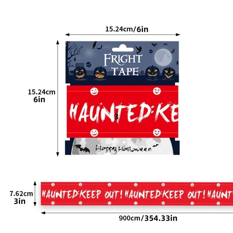 1pc Halloween Warning Strip Plastic Isolation Tape Haunted House Horror Atmosphere Decoration 7