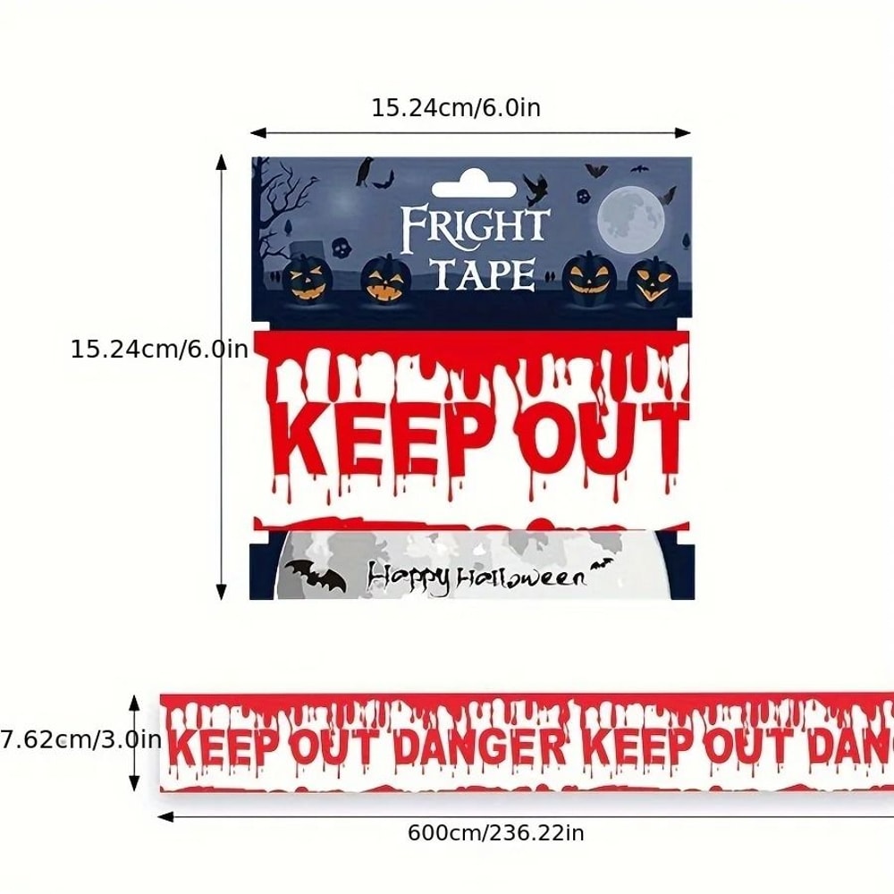 1pc Halloween Warning Strip Plastic Isolation Tape Haunted House Horror Atmosphere Decoration 8