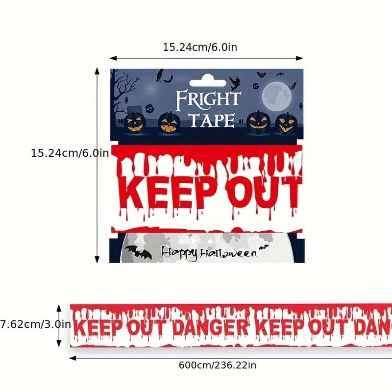 1pc Halloween Warning Strip Plastic Isolation Tape Haunted House Horror Atmosphere Decoration 8