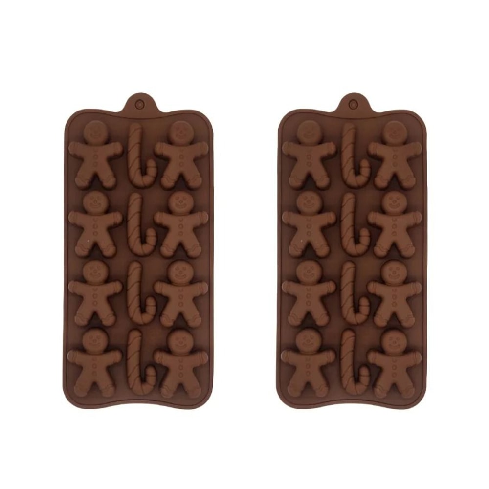 12 Christmas Chocolate Molds Gingerbread Man Cane Cookie Molds Home Baking Ice Tray Molds 6