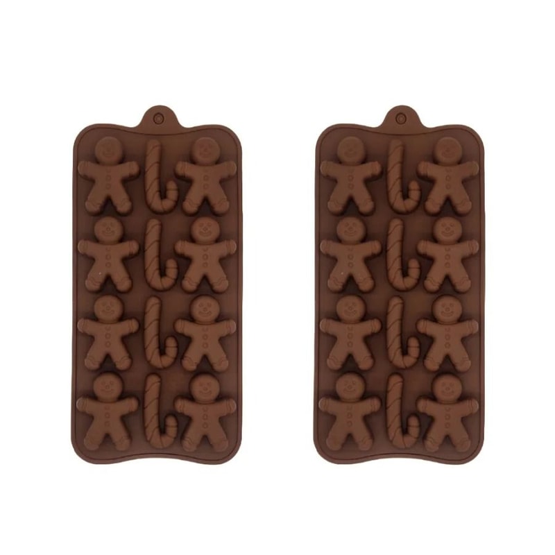 12 Christmas Chocolate Molds Gingerbread Man Cane Cookie Molds Home Baking Ice Tray Molds 6