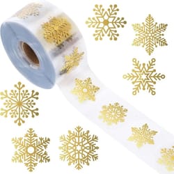 100pcs 500pcs christmas golden snowflake sticker transparent round gold stamping seal