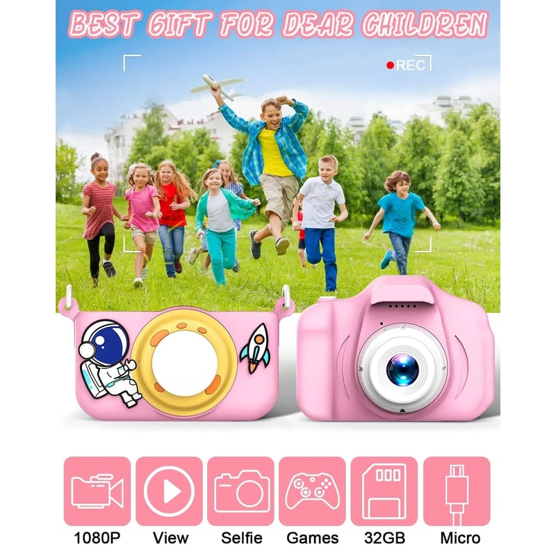Kids Selfie Camera New Cartoon HD Digital Video Cameras Toys Christmas Birthday Gifts 3