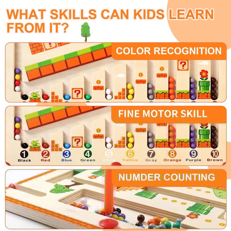 Magnetic Color And Number Maze Montessori Wooden Toy Learning Educational Board For Toddlers 4