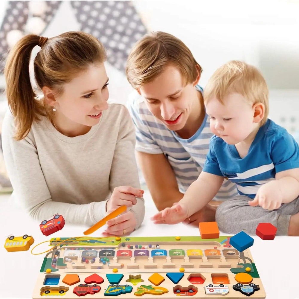 3 In 1 Toddler Montessori Toys Magnetic Color And Number Maze Wooden Sorting Puzzle 3