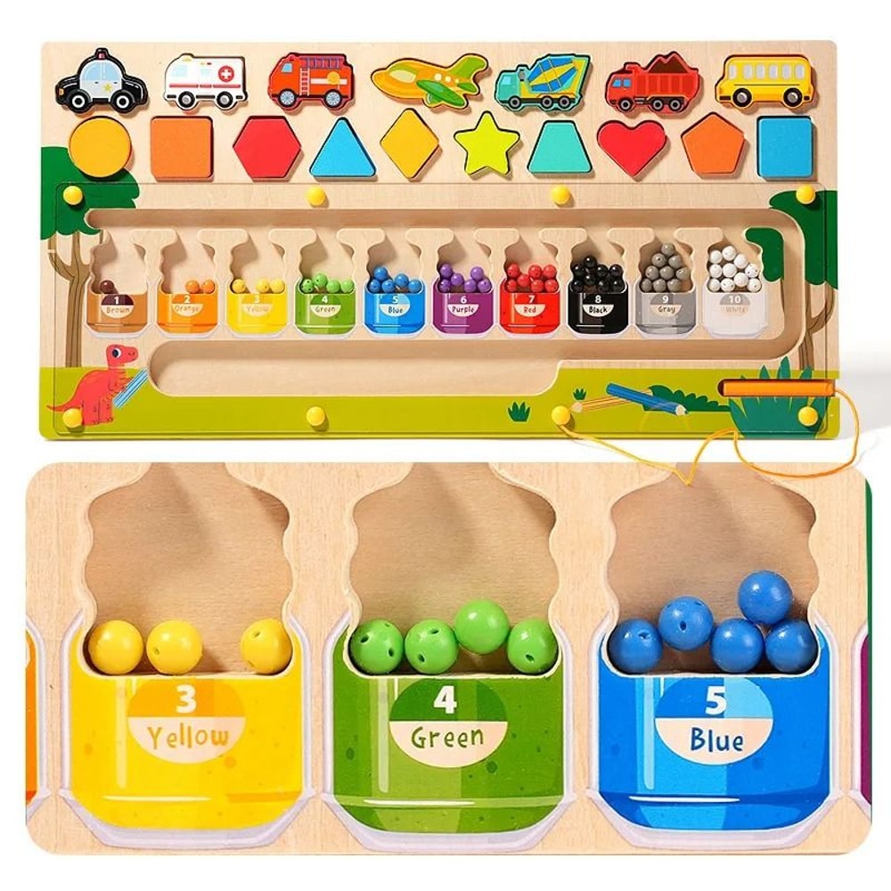 3 In 1 Toddler Montessori Toys Magnetic Color And Number Maze Wooden Sorting Puzzle 4