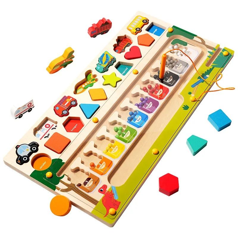 3 In 1 Toddler Montessori Toys Magnetic Color And Number Maze Wooden Sorting Puzzle 5
