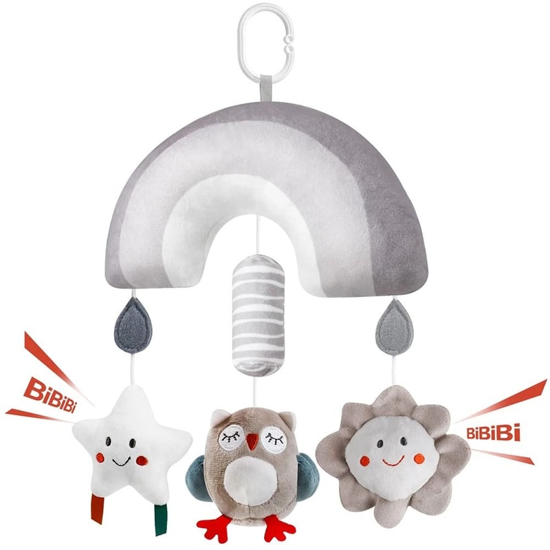 Clip On Hanging Plush Toy Stroller And Car Seat Sensory Activity Baby Toys With Wind Chimes 0