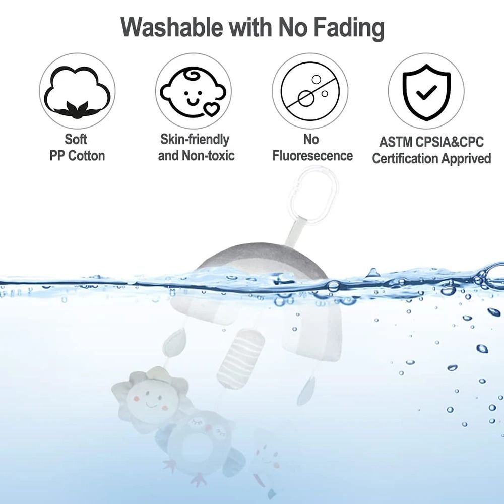 Clip On Hanging Plush Toy Stroller And Car Seat Sensory Activity Baby Toys With Wind Chimes 4